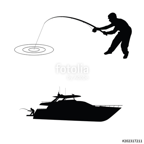 500x500 Fisherman Silhouette With Boat Stock Image And Royalty Free