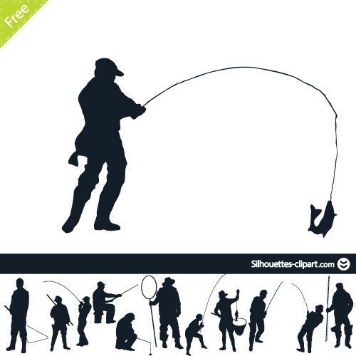 500x500 Fisherman Vector Silhouette Silhouettes Silhouette Painting