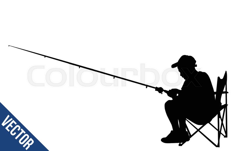 800x521 Fisherman Silhouette On White Stock Vector Colourbox