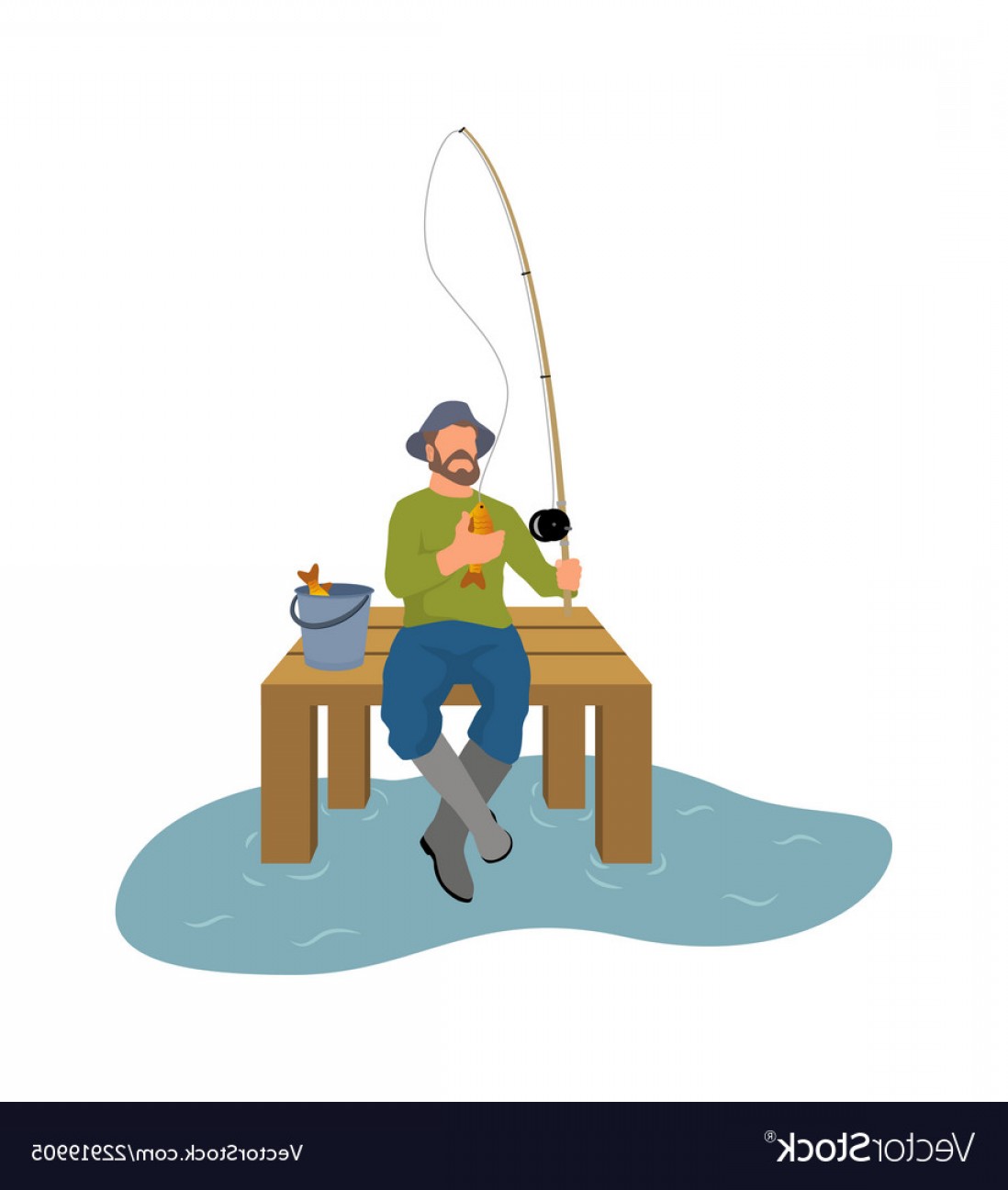 1098x1296 Fisherman With Fishing Rod And Fish Sketch Vector Newwaysys