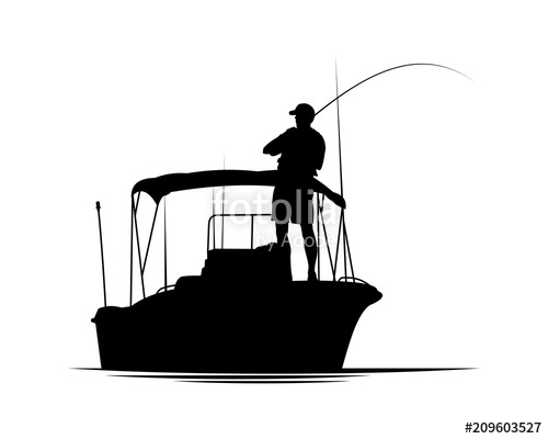 500x400 Fisherman In Boat Silhouette Stock Image And Royalty Free Vector