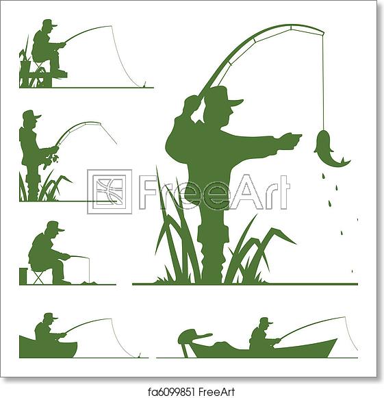 561x581 Free Art Print Of Silhouette Of Fisherman Silhouette Of Fisherman