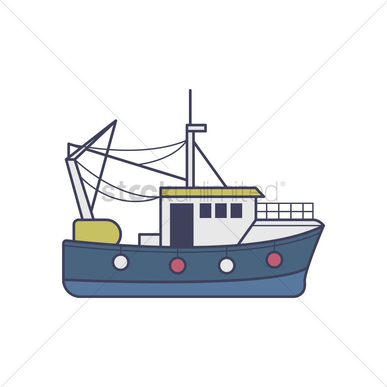 Fishing Boat Vector Image 1300x1300 Fishing Boat Vector Image