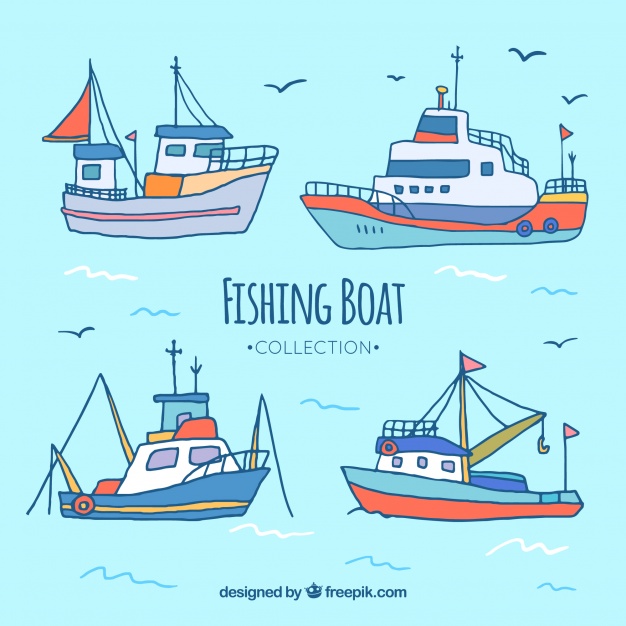 Four Hand Drawn Fishing Boats Vector Free Download 626x626 Four Hand Drawn Fishing Boats Vector Free Download