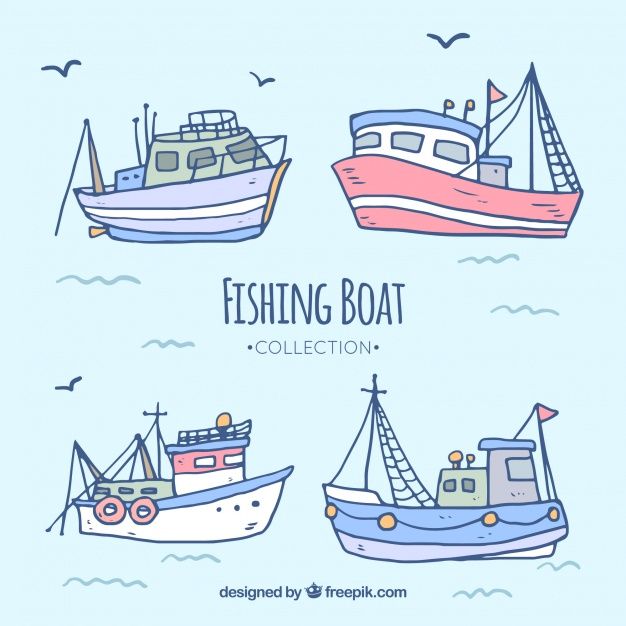 Hand Drawn Fishing Boat Collection Free Vector Drawings 626x626 Hand Drawn Fishing Boat Collection Free Vector Drawings