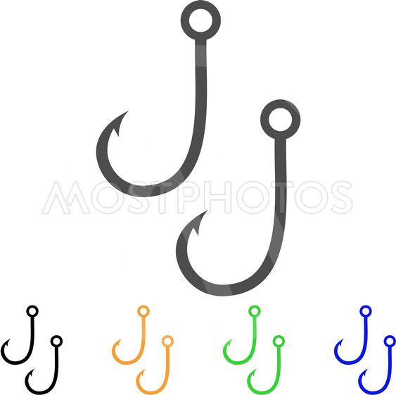563x561 Two Fishing Hooks Vector Icon