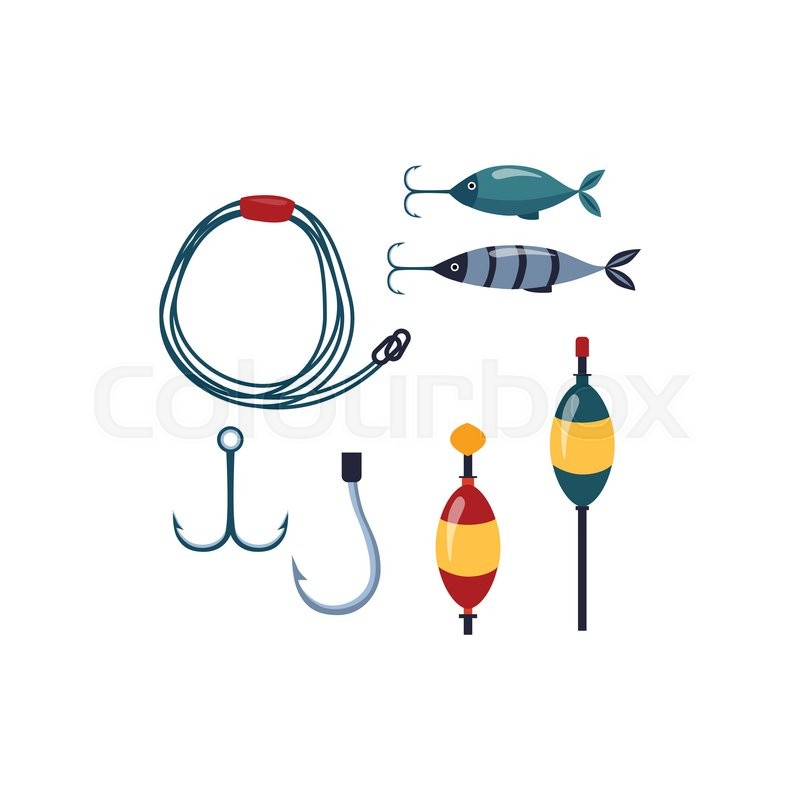 800x800 Fishing Line, Sopinner And Hooks Stock Vector Colourbox
