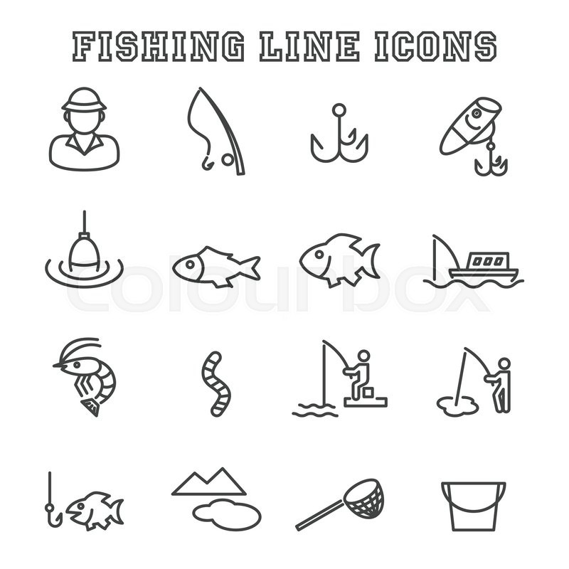 800x800 Fishing Line Icons, Mono Vector Stock Vector Colourbox
