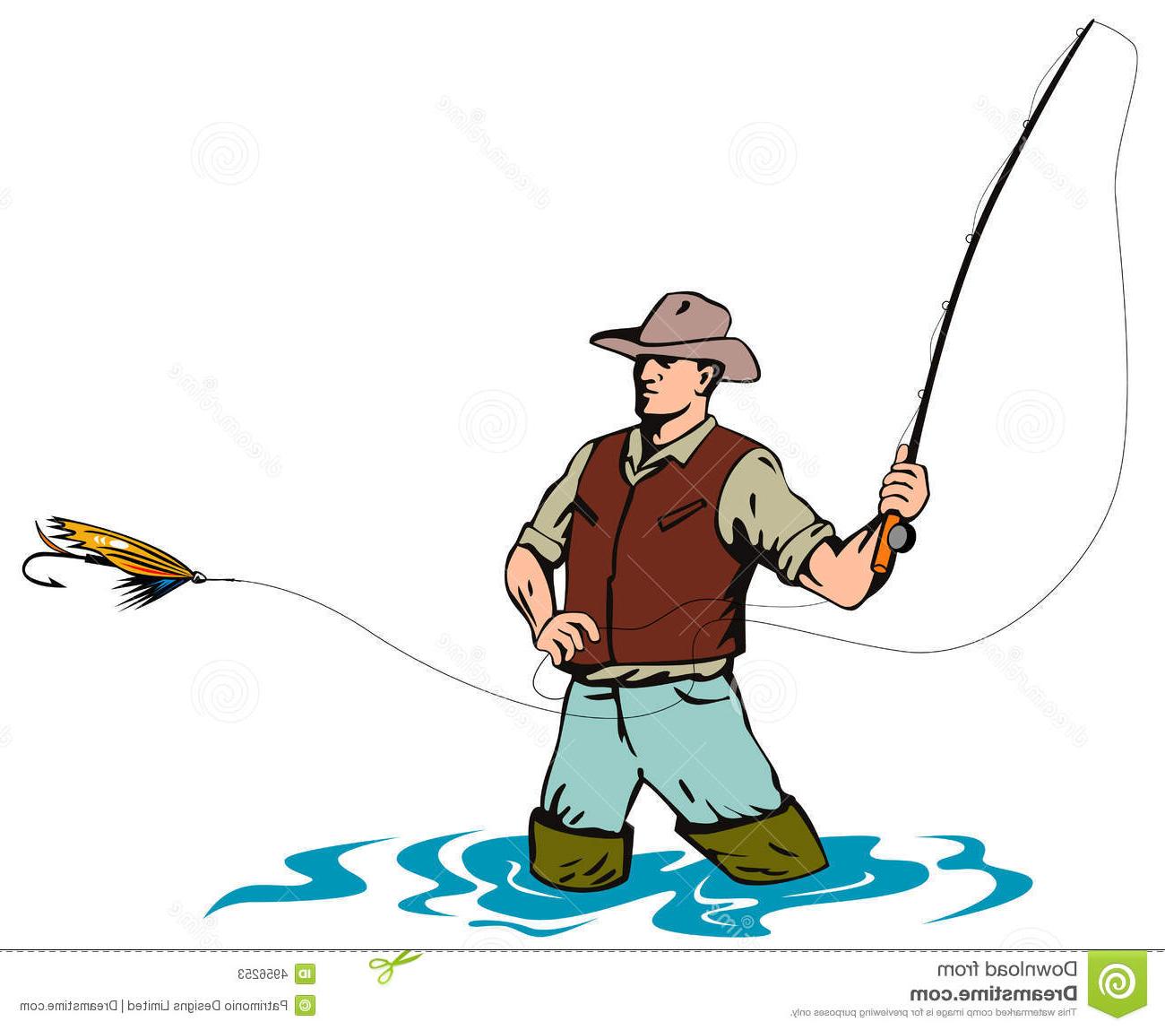 1300x1149 Hd Casting Fly Fisherman Line Drawing Vector Cdr Vector Images