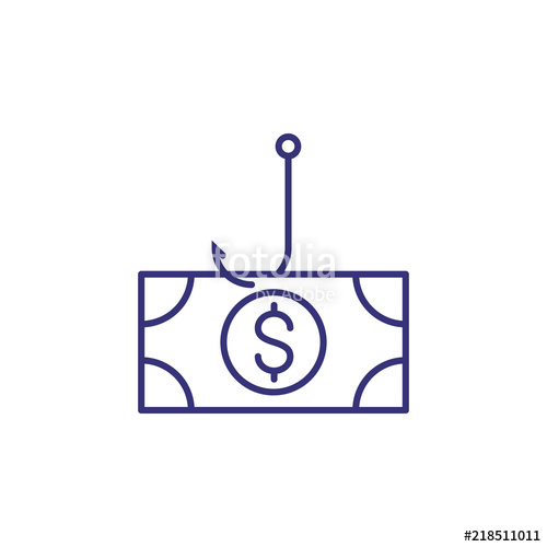 500x500 Money Fishing Line Icon Dollar Banknote On Hook Finance Concept
