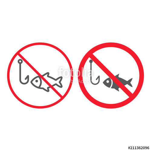 500x500 No Fishing Line And Glyph Icon, Prohibition And Forbidden, No Fish