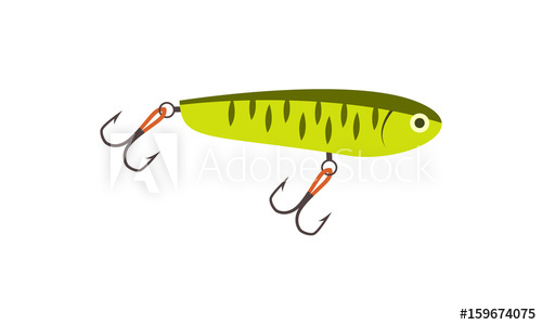 500x300 Fishing Lure Icon In Flat Style Catch And Hobby, Sport Equipment