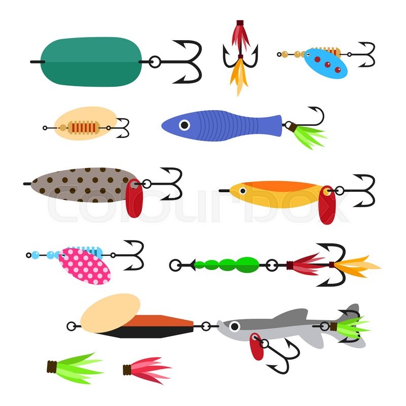 800x800 Fishing Lure Vector Set Fishing Tools Stock Vector Colourbox