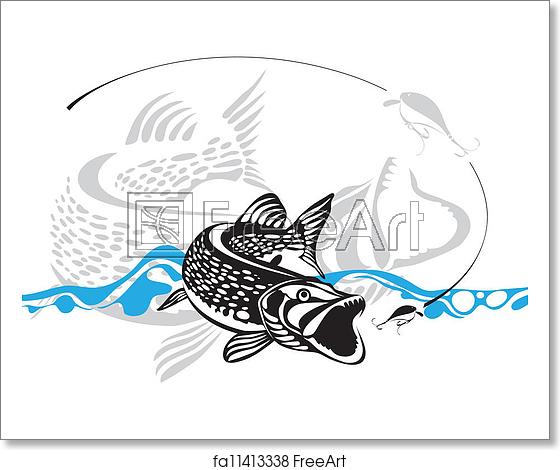 560x470 Free Art Print Of Pike, Fishing Lure, Vector Illustra Pike