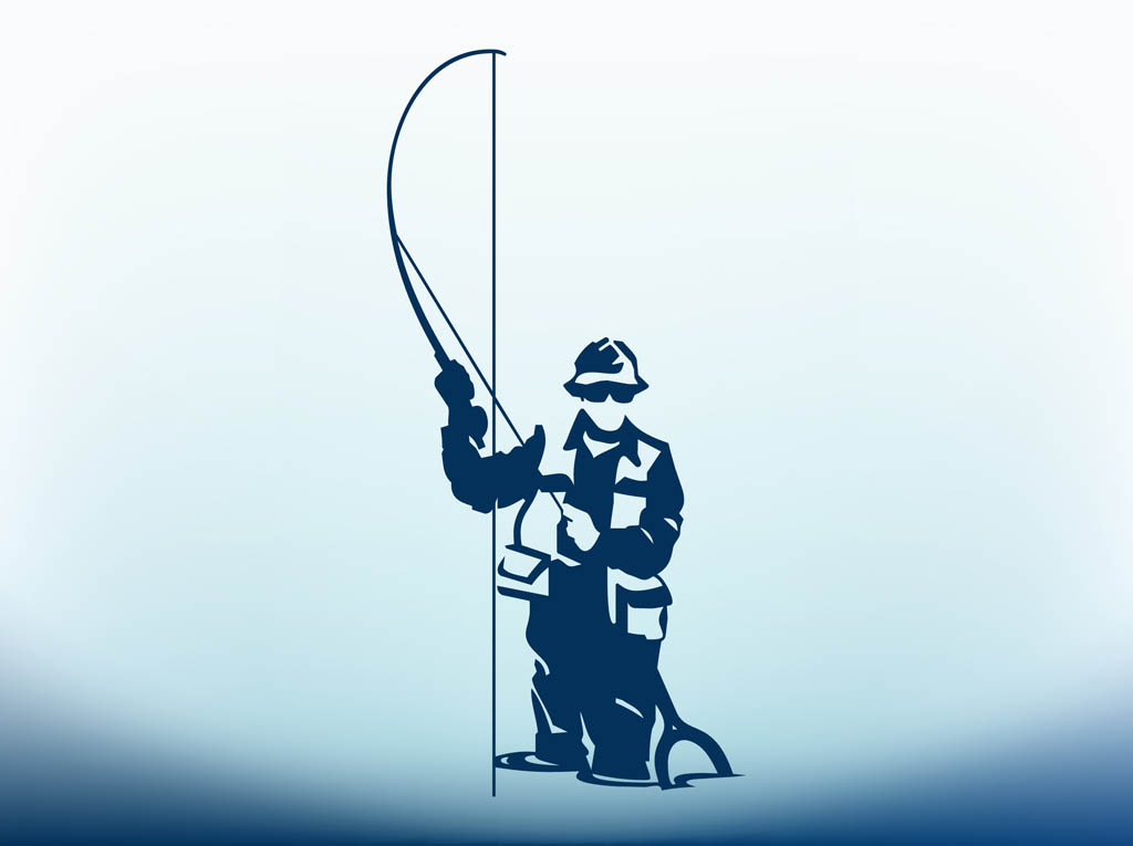 1024x765 Man With Fishing Pole Vector Art Graphics