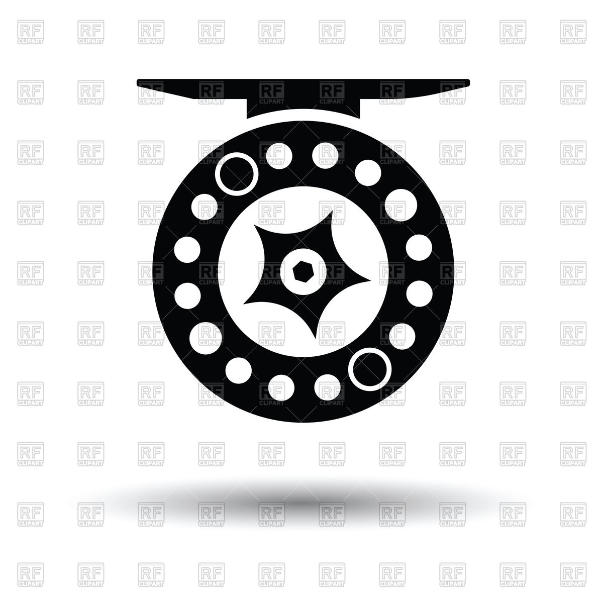 1200x1200 Icon Of Fishing Reel With Shadow Vector Image Of Icons And Emblems