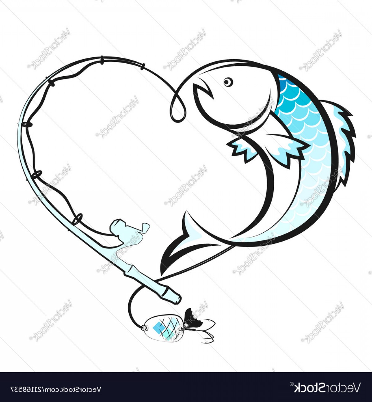 1200x1296 Fish And Fishing Rod With A Reel Vector Handandbeak