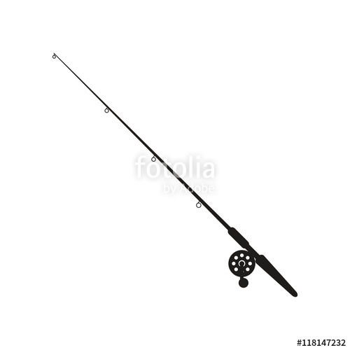 500x500 Flat Design Fishing Rod Icon Vector Illustration Stock Image