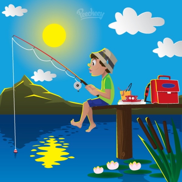 600x600 Fishing Time Free Vector In Adobe Illustrator