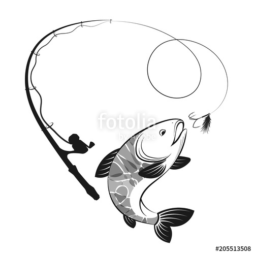 500x500 Fish And Fishing Rod Silhouettes Stock Image And Royalty Free