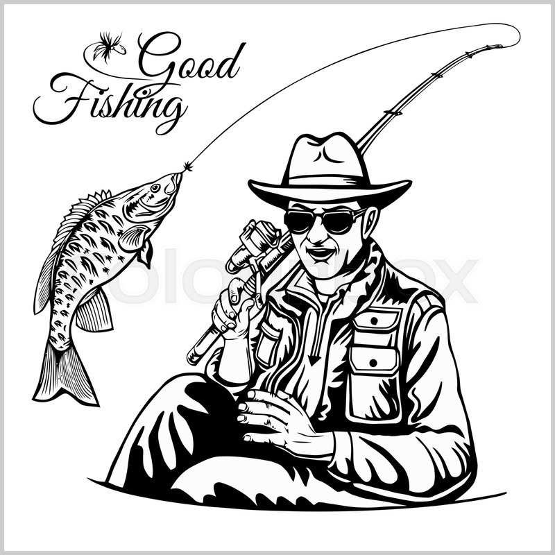 Fisherman With A Fishing Rod Pulls A Stock Vector Colourbox 800x800 Fisherman With A Fishing Rod Pulls A Stock Vector Colourbox