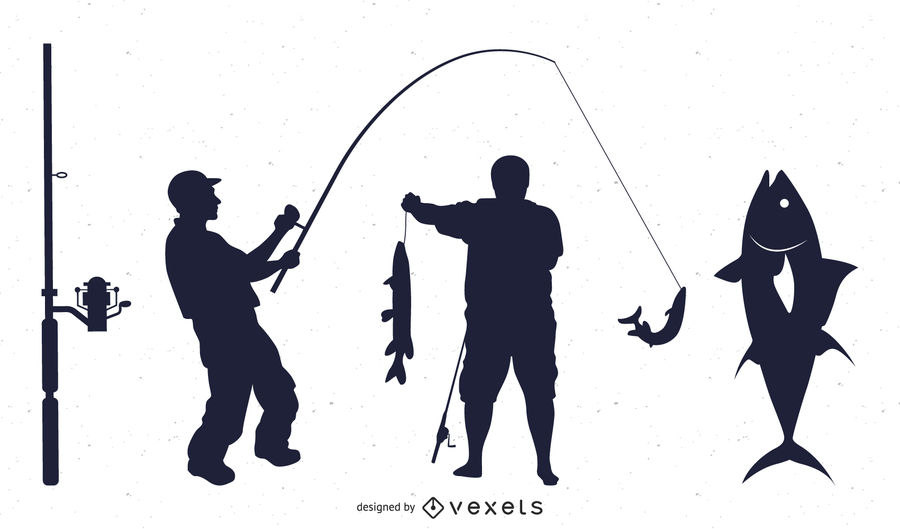 Fishing Silhouette Set 900x529 Fishing Silhouette Set
