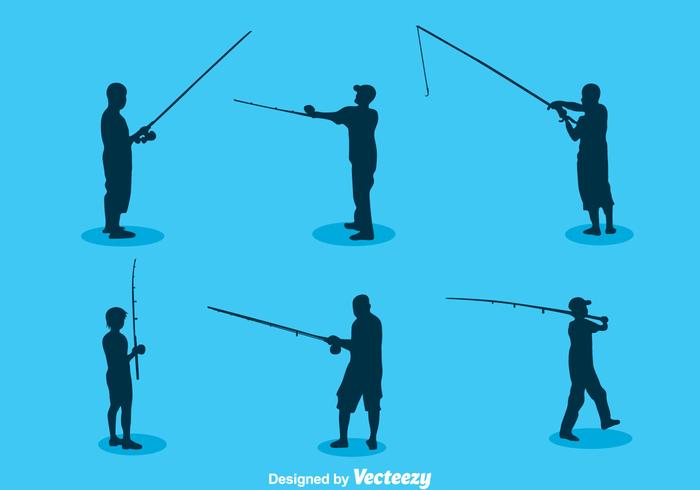 Man Fishing Silhouette Vector Stock Images 700x490 Man Fishing Silhouette Vector Stock Images