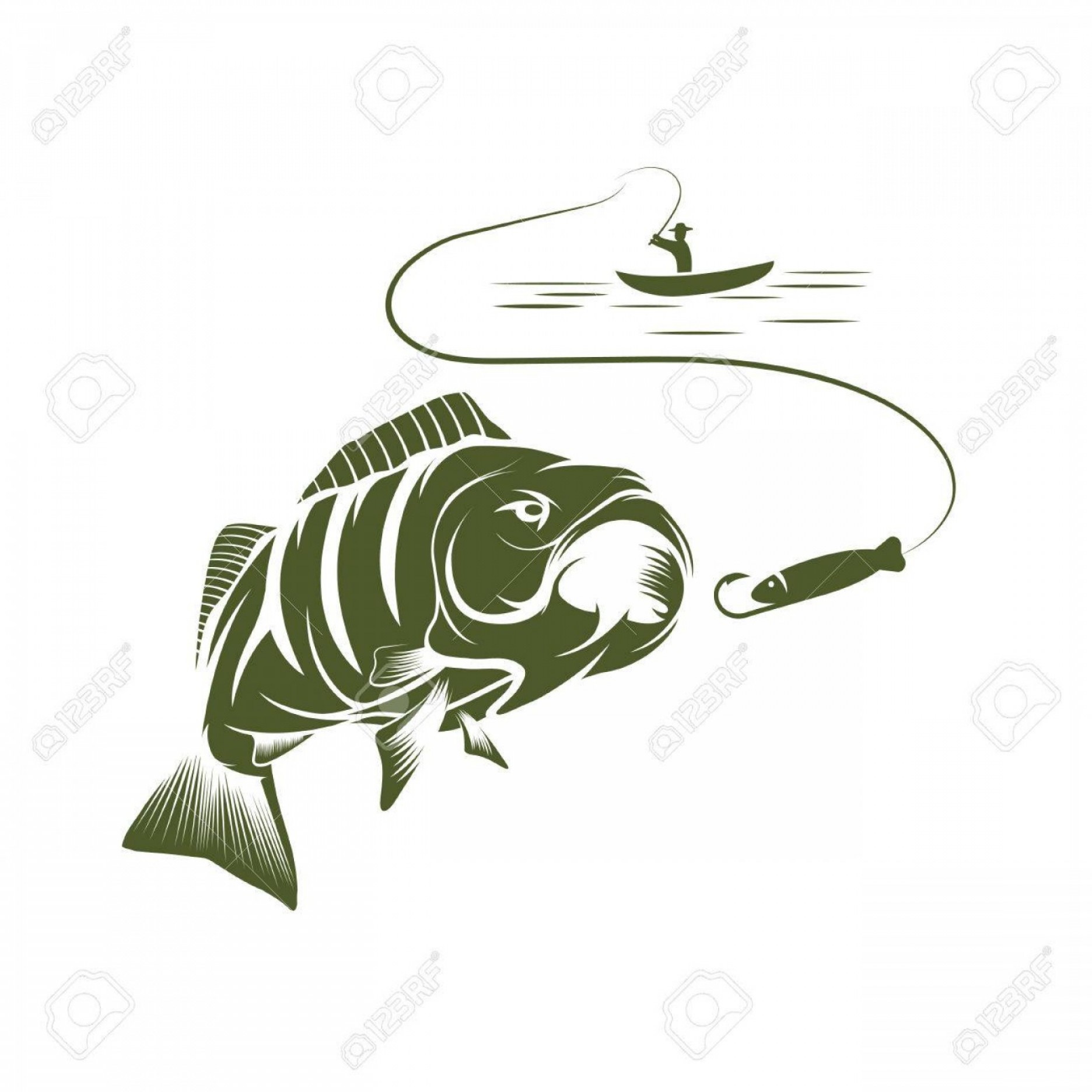 1872x1872 Man In Boat Fishing For Largemouth Bass Vector Art Soidergi