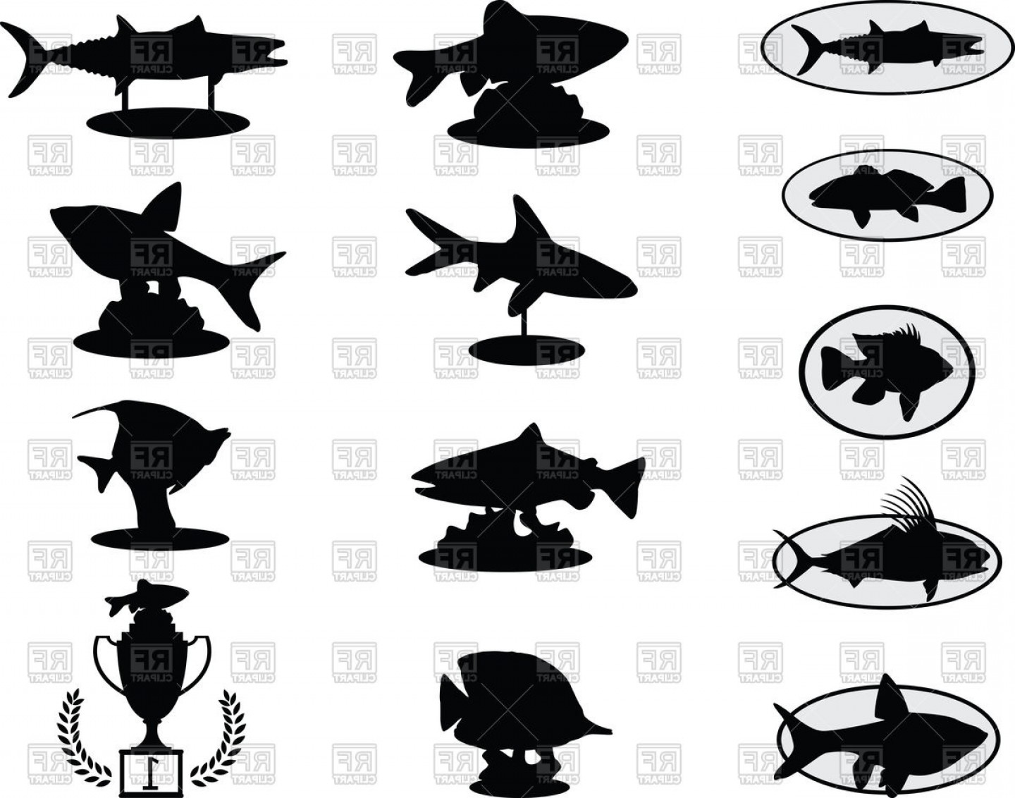 1440x1132 Fish And Fishing Trophies Silhouette Vector Clipart Soidergi