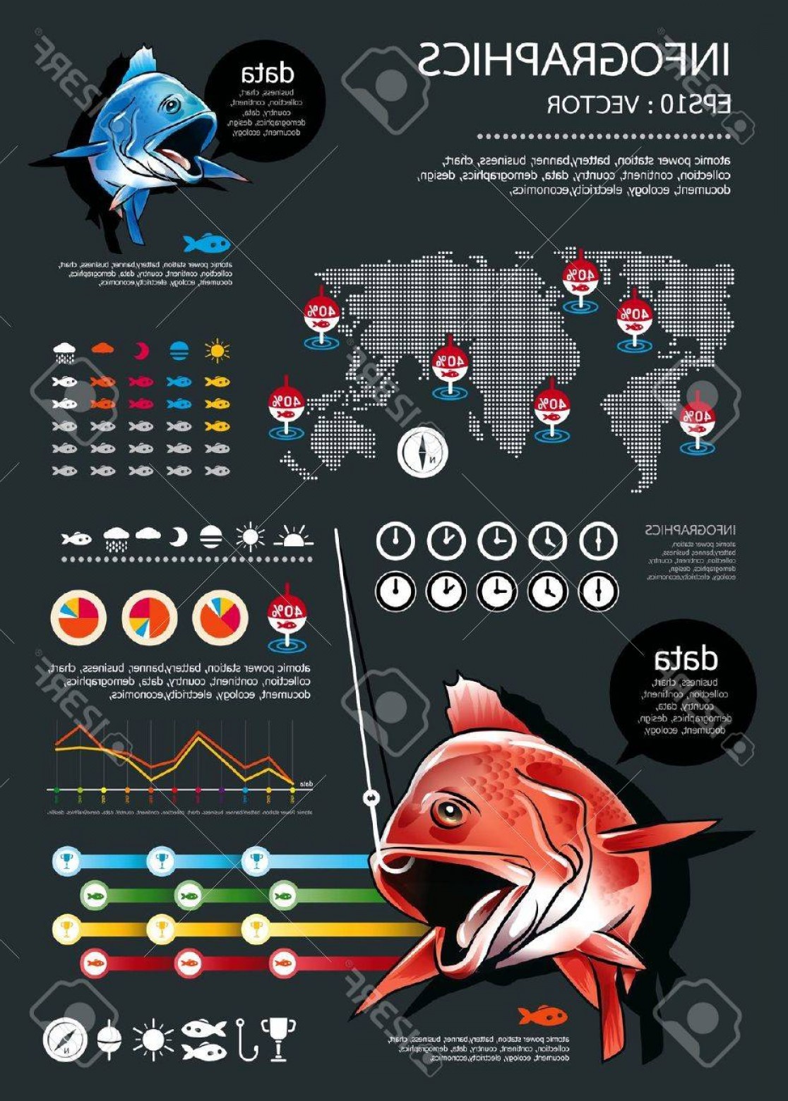 Photofishing Infographics Set Fishing Icons Weather Elements 1116x1560 Photofishing Infographics Set Fishing Icons Weather Elements