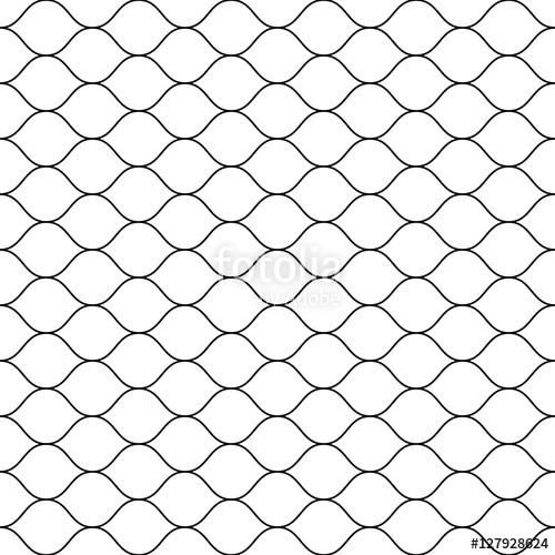 500x500 Vector Seamless Pattern, Black Thin Wavy Lines On White Backdrop