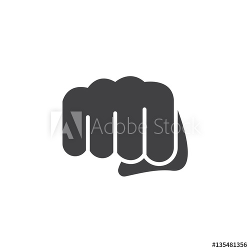 500x500 Fist, Forward Punch Icon Vector, Filled Flat Sign, Solid Pictogram