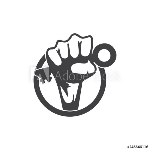 500x500 Hand Fist Key To Success Circle Symbol Logo Vector
