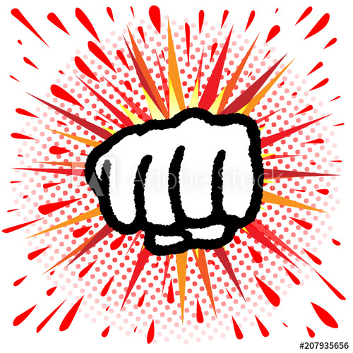 500x500 Red And Yellow Cartoon Splash Fist Punch