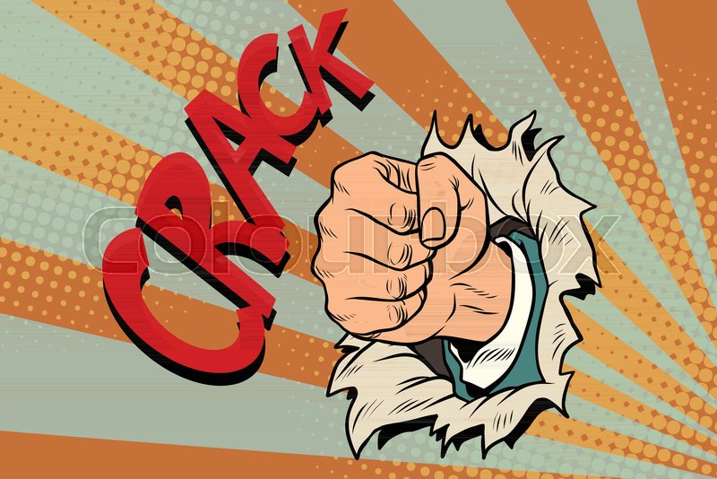800x534 Crack, A Fist Punches The Paper Pop Stock Vector Colourbox