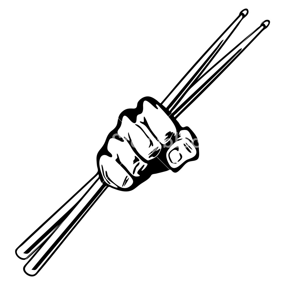 1000x1000 Drum Sticks Fist Punch Vector Illustration Royalty Free Stock