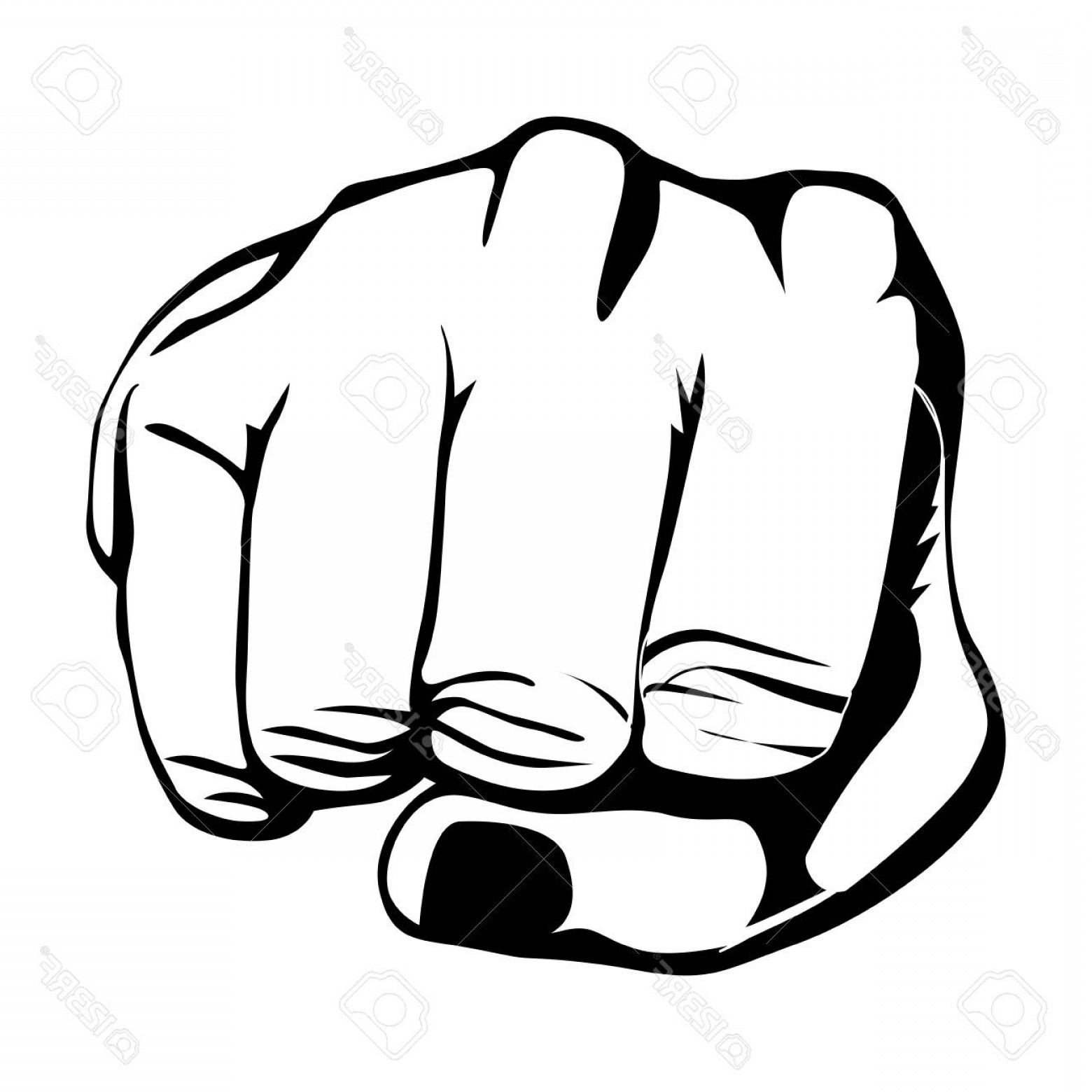 1560x1560 Photostock Vector Monochrome Contour Of Left Hand And Front Fist