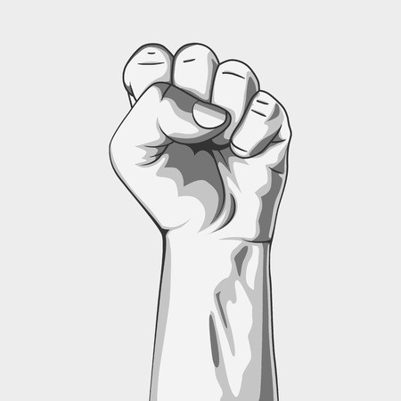 450x450 Black And White Clenched Fist Vector Illustration Hand
