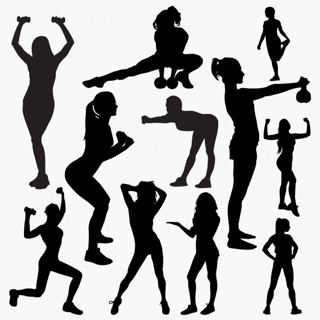 626x626 Woman Fitness Silhouettes Vector Premium Download