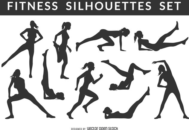 632x435 Female Fitness Silhouette Set Free Vector Download Cannypic