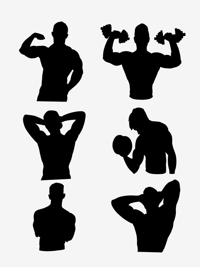 640x855 Fitness Male Silhouette, Fitness Male Silhouette Vector Material