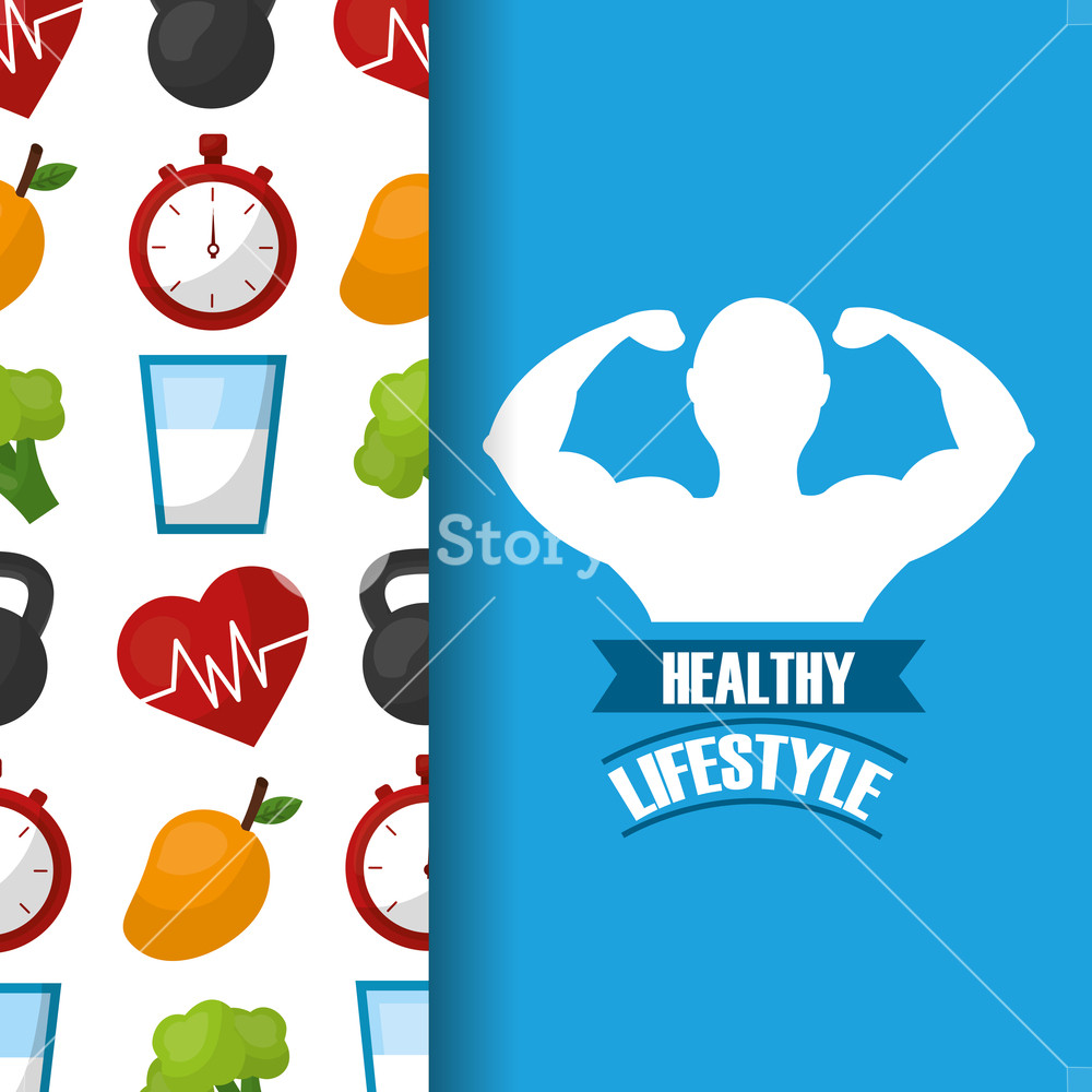 Healthy Lifestyle Strong Man Fitness Vector Illustration Royalty 1000x1000 Healthy Lifestyle Strong Man Fitness Vector Illustration Royalty
