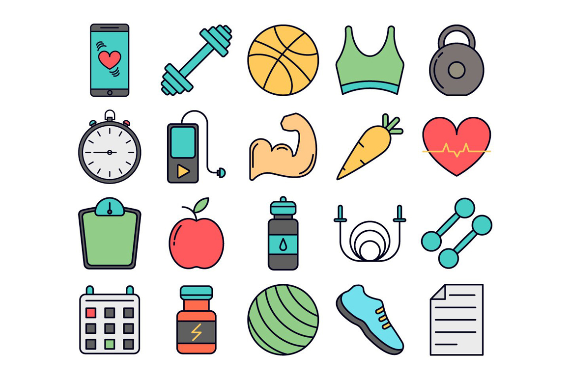1160x772 Free Fitness Vector Icons Free Graphics, Icons