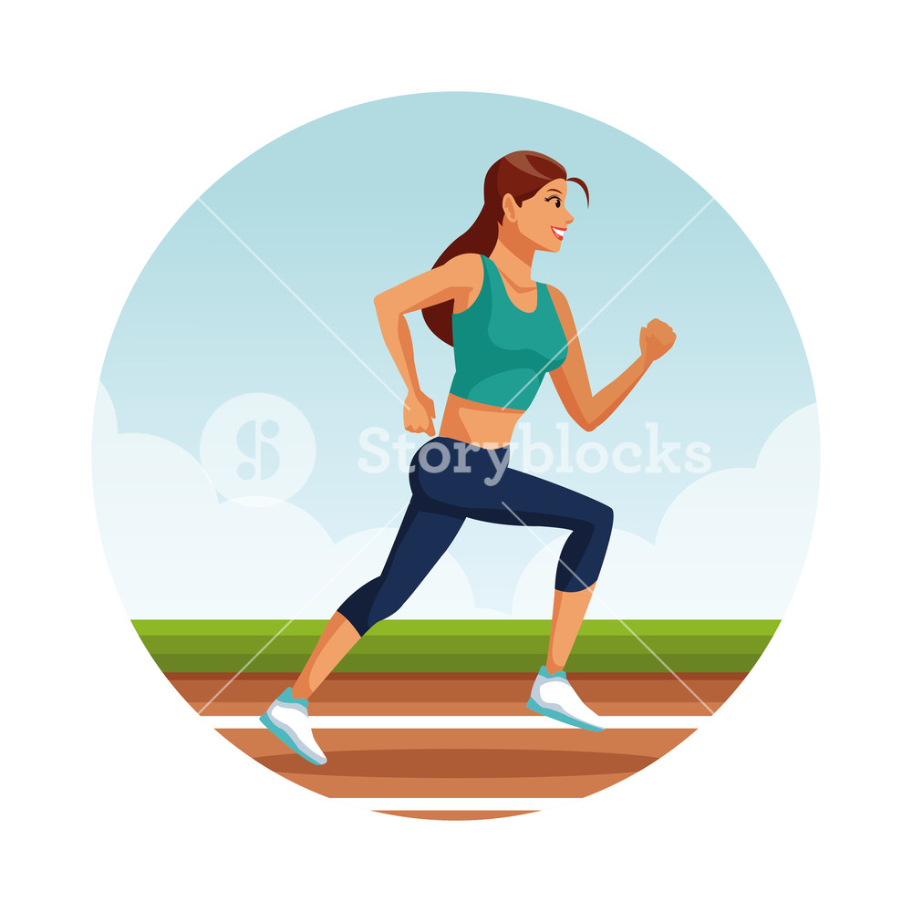 Fitness Woman Running On Running Track Vector Illustration Graphic 1000x1000 Fitness Woman Running On Running Track Vector Illustration Graphic