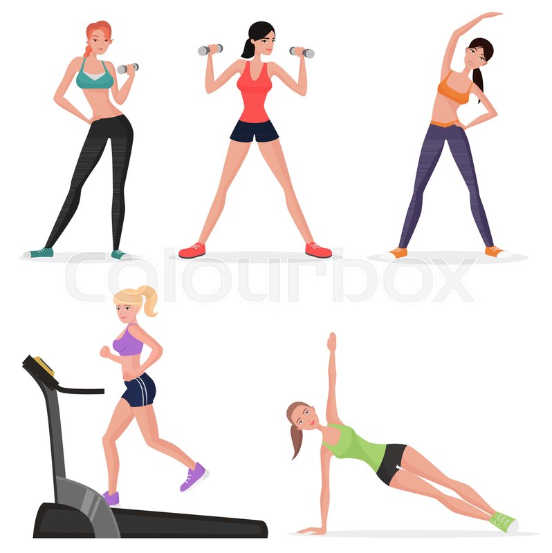 Fitness Women Female In Gym Set Stock Vector Colourbox 798x800 Fitness Women Female In Gym Set Stock Vector Colourbox
