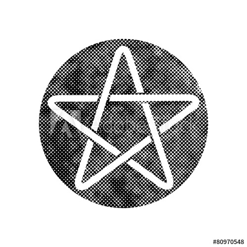 500x500 Five Point Star Vector Icon With Pixel Print Halftone Dots Textu