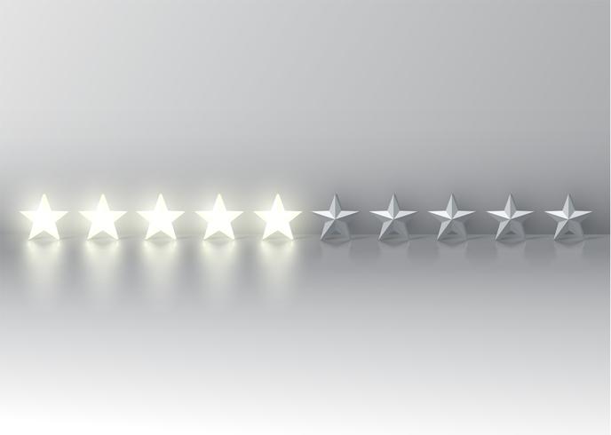 688x490 Five Star Rating With Glowing Stars, Vector Illustration