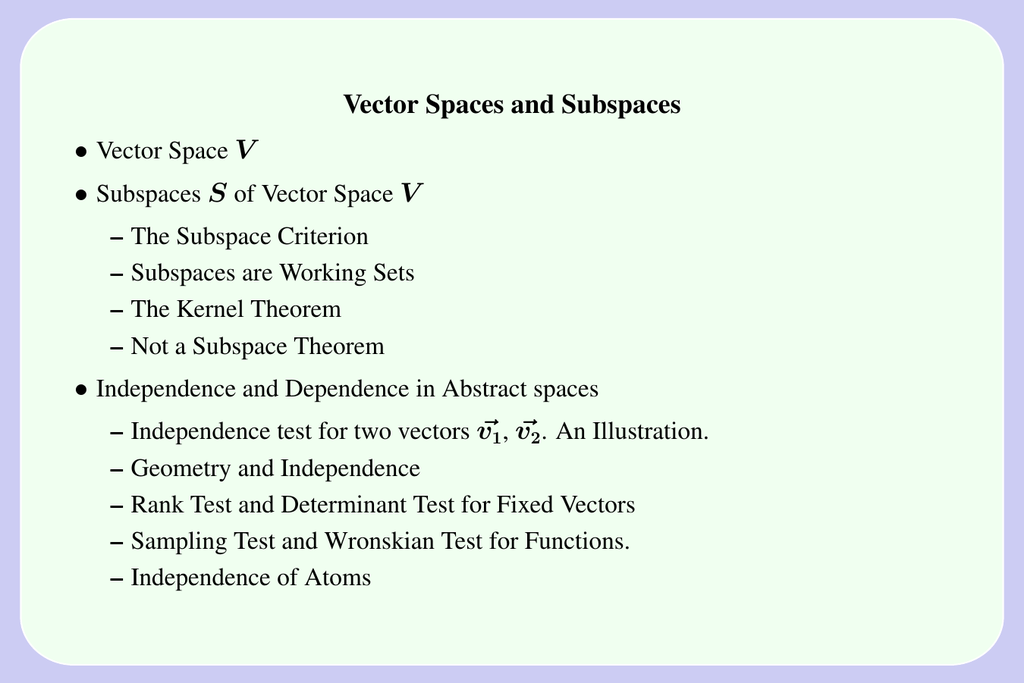 1024x683 Vector Spaces And Subspaces V S