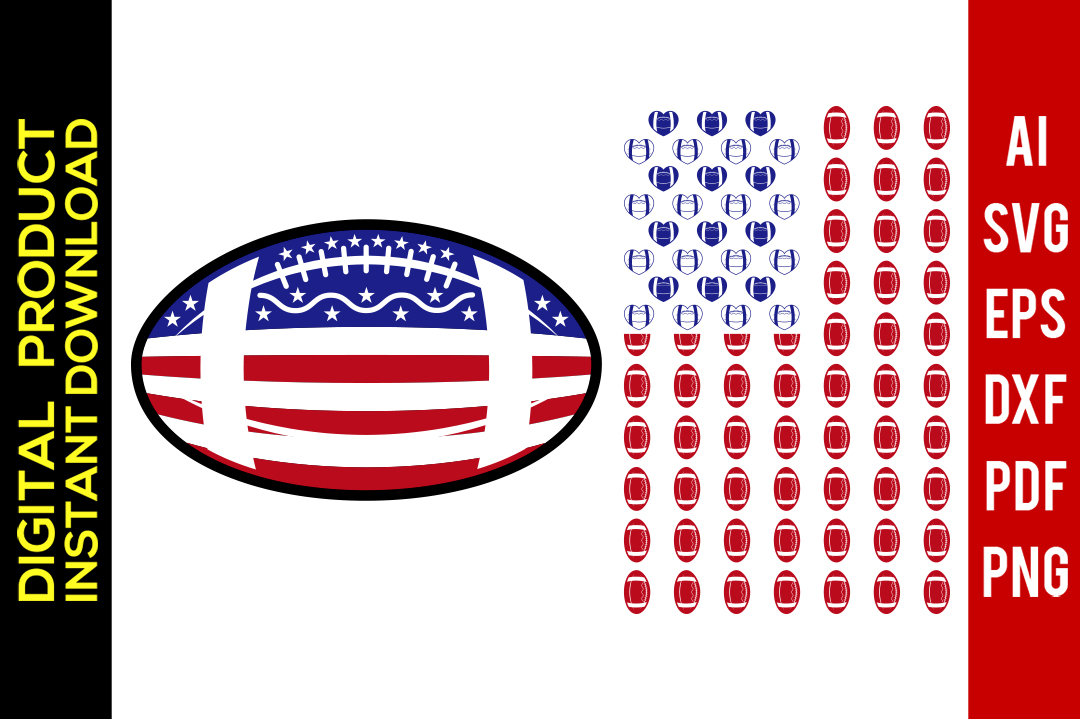 1080x719 American Football Us Flag Football Silhouette Vector