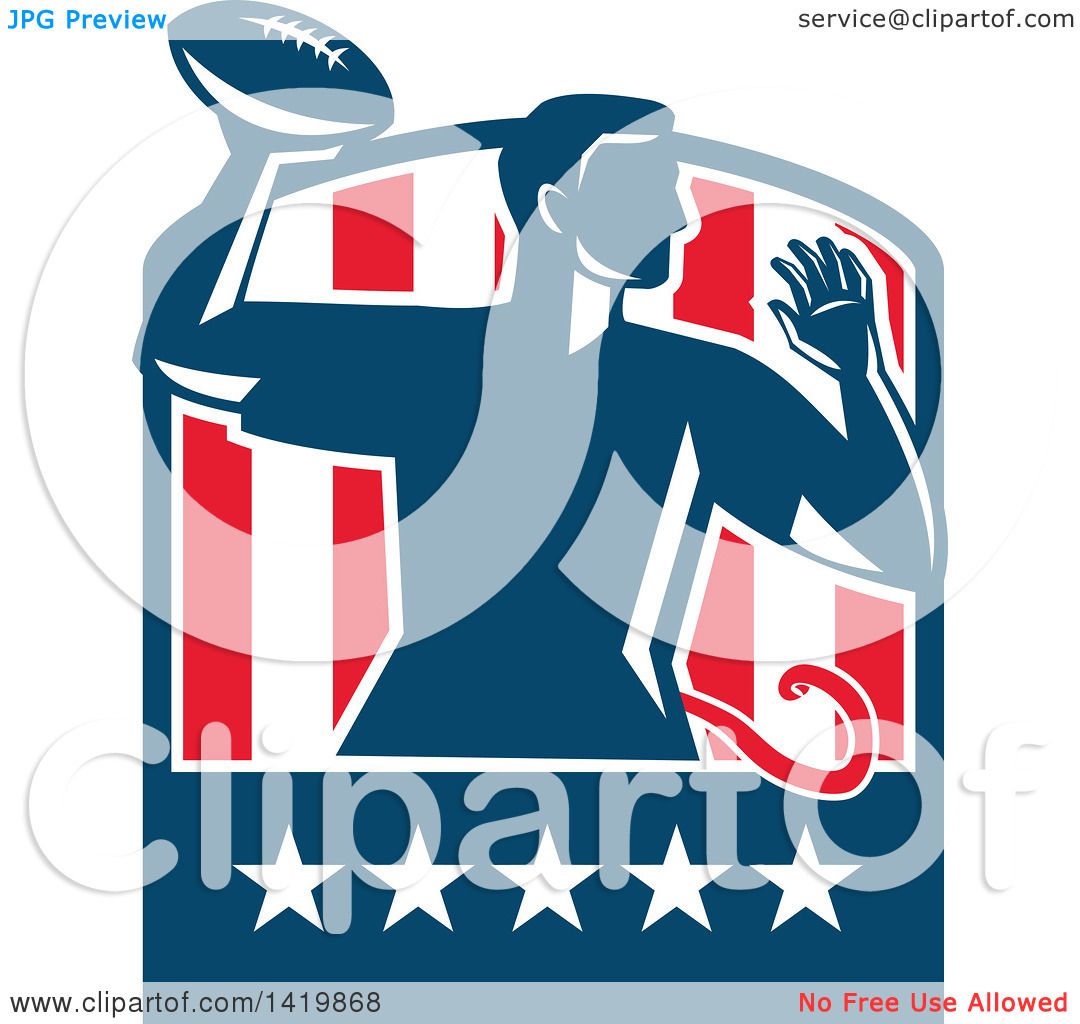 1080x1024 Clipart Of A Retro Male Flag Football Player Passing In A Flag